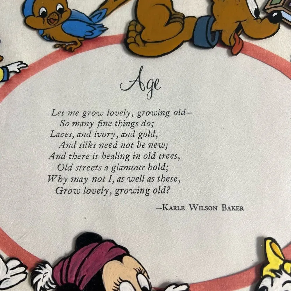 Nursery Decor Wall Hanging Framed Poem With‎ Hand Painted Disney Babies 9.5